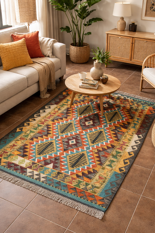 Kilim Afghan Chemtal Fait Main 100% Laine
