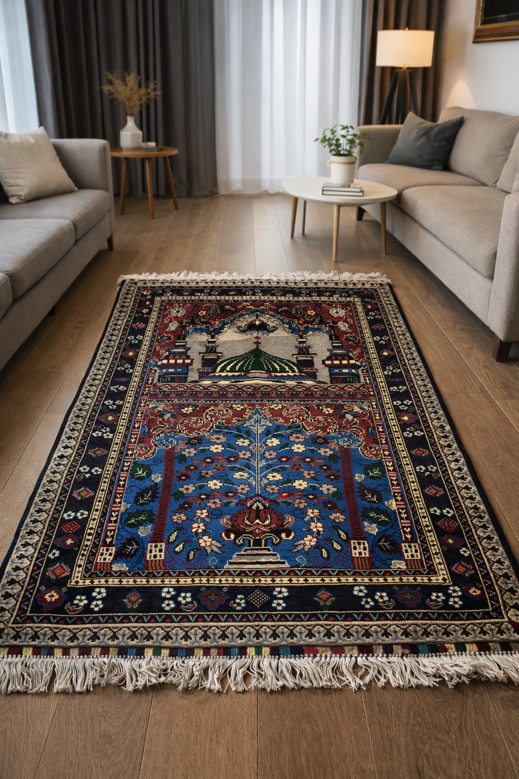 Tapis de prière afghan fait main en laine 150x98 cm – Woolistan