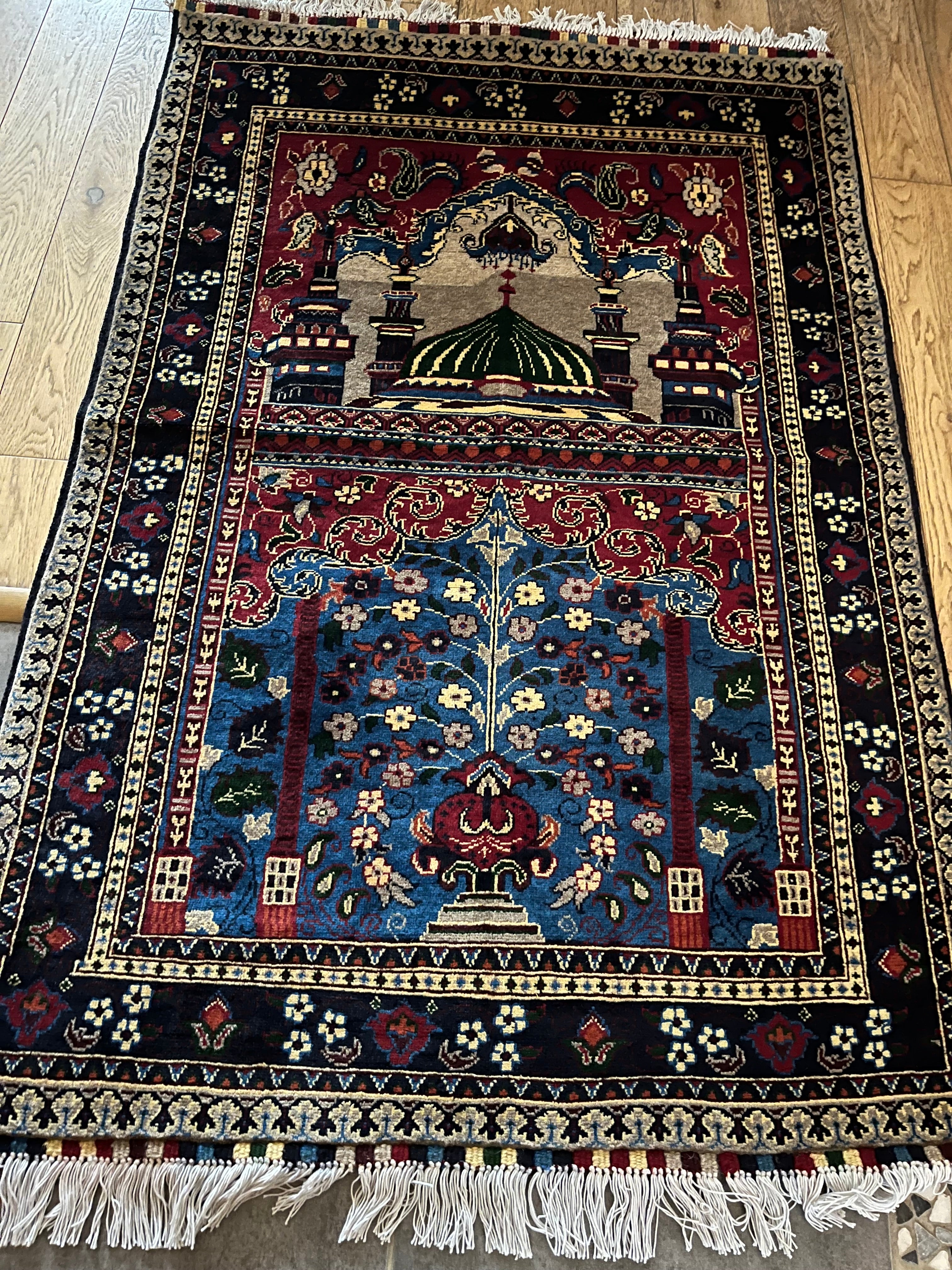 Tapis de prière afghan fait main en laine 150x98 cm – Woolistan